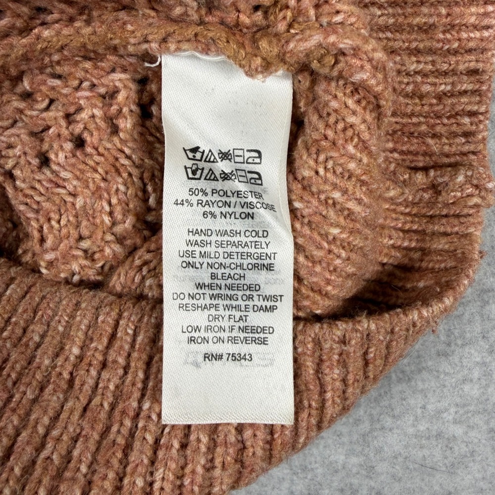 Nicole Miller Sweater Womens Medium Blush Pink Open Knit Chevron Pointelle - Picture 5 of 9